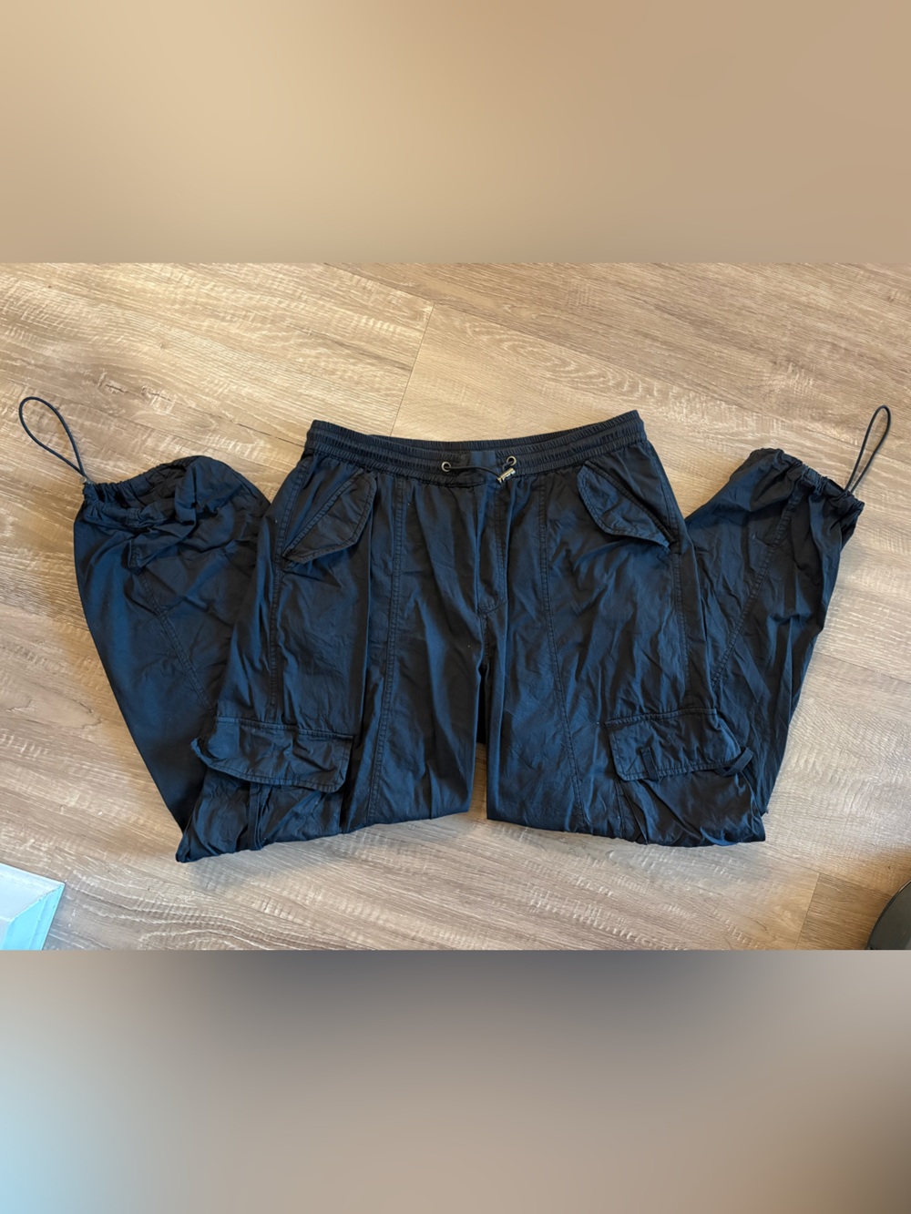 Lucky Brand Black Wide Leg Cropped Cargo Pants